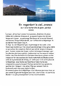 EN REGARDANT LE CIEL ORANAIS OU A LA RECHERCHE DU PAIN PERDU